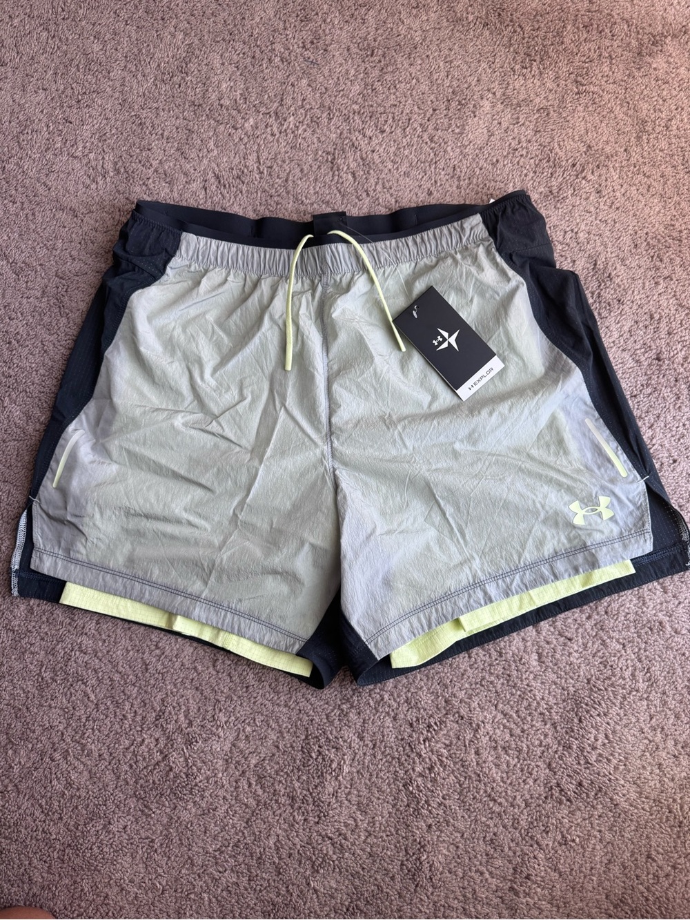Under Armour EXPLOR  Light Gray and Black Performance Running Shorts